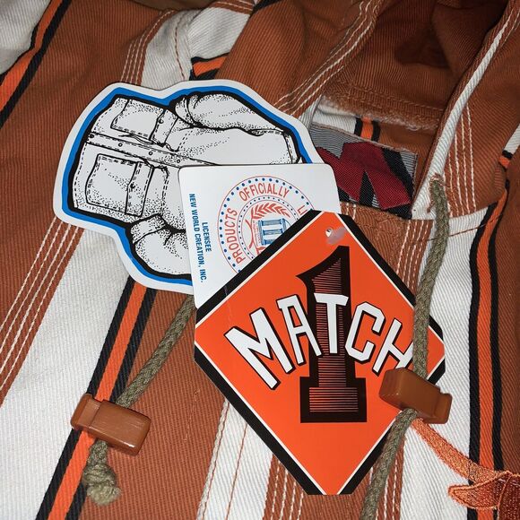 Vintage NWT Texas Longhorns Striped Canvas NCAA Button Jacket NEW Sz Medium RARE - Picture 2 of 12